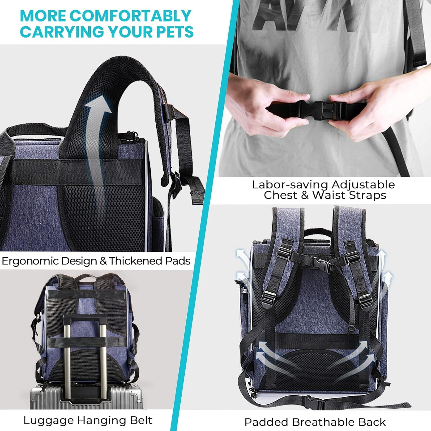 ® Cat Carrier Backpack, Foldable Pet Backpack Carrier for Cats and Small Dogs, Breathable Dog Carrier Backpack with Inner Safety Leash + Folding Dog Bowl Ideal for Hiking Traveling Outdoor Use